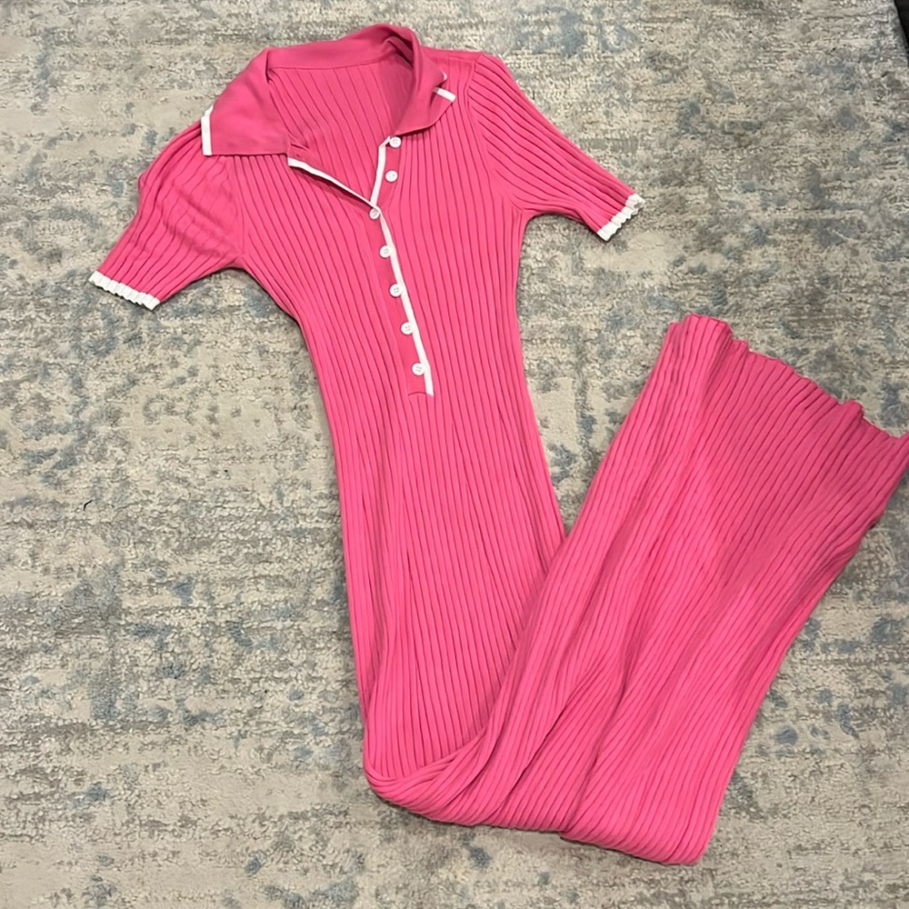 Pink bodycon maxi dress